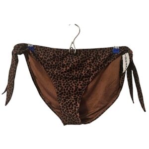 Brown and Black Old Navy Women's Mid-Rise Side-Tie Animal Print Bikini Bottom